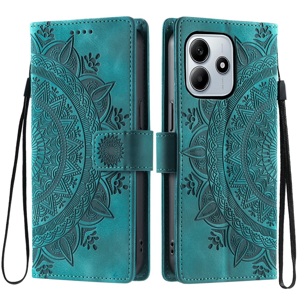 Mandalák könyv tok Xiaomi Redmi Note 14-hez - zöld