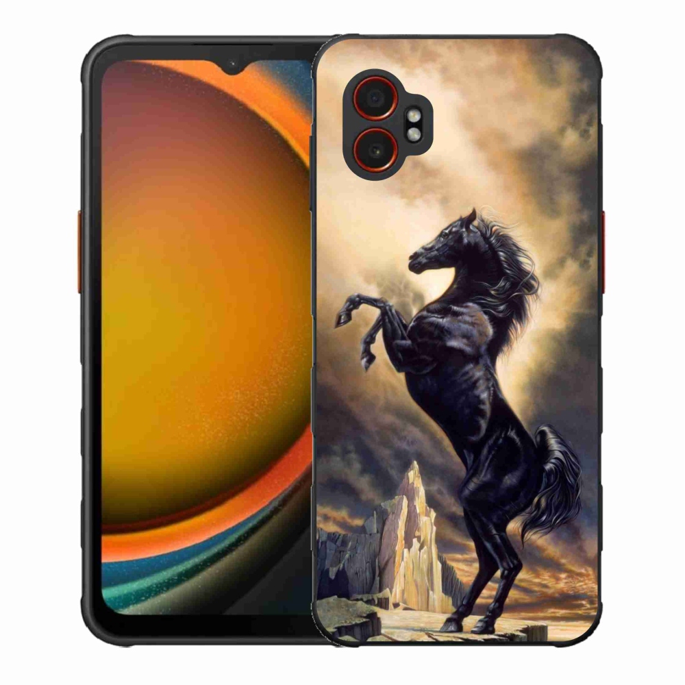 Zselés borítás mmCase Samsung Galaxy Xcover 7 Pro - fekete rajzfilm lóhoz