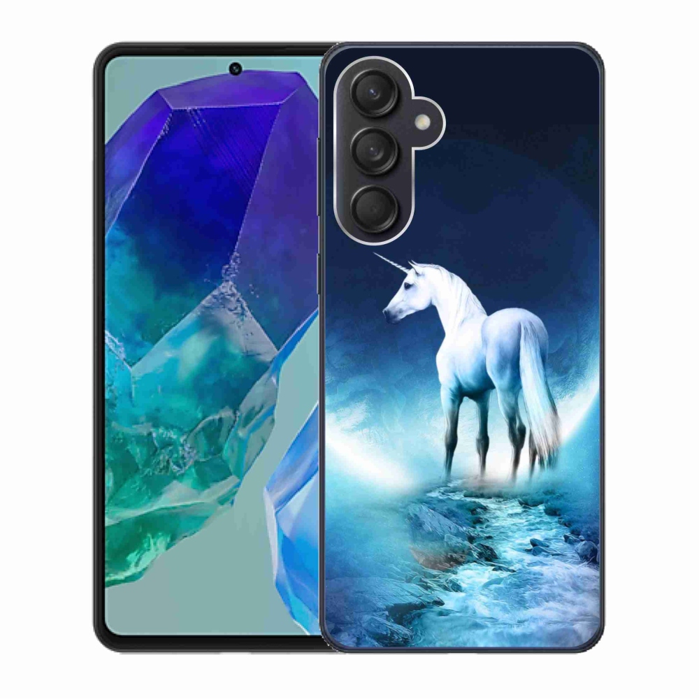 Gél védőhuzat mmCase Samsung Galaxy M55 5G - fehér egyszarvúhoz