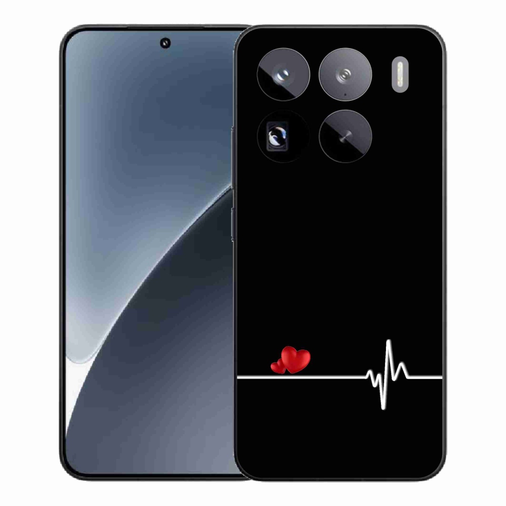 Gél borítás mmCase a Xiaomi 15 Pro-hoz - szív és szívverés fekete háttérrel