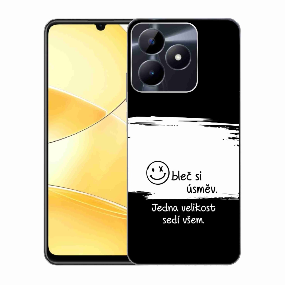 Gél borító mmCase a Realme C51/C53 készülékhez - vicces szöveg 8 fekete-fehér háttérrel