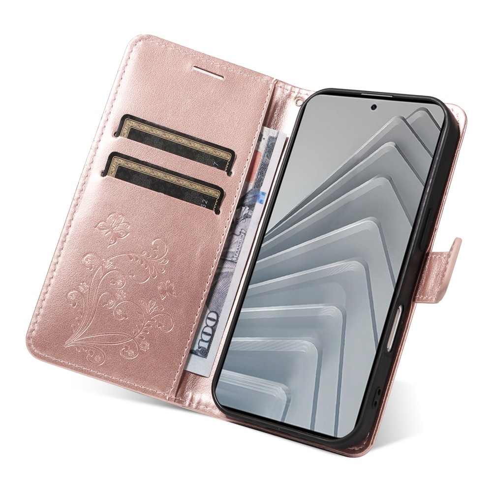 Nagy pillangó könyv tok Xiaomi Redmi Note 14-hez - rózsaarany