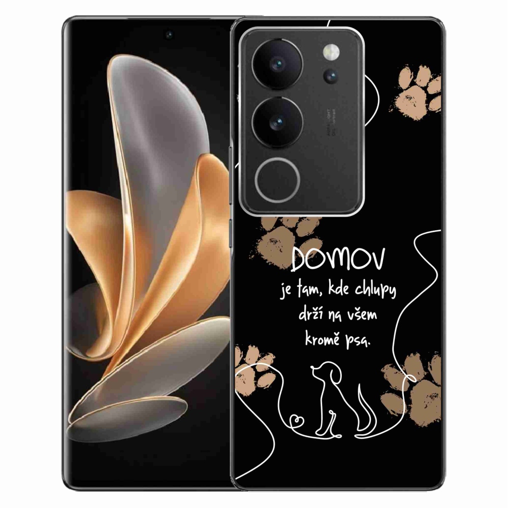 Gél borító mmCase a Vivo V29 5G készülékhez - kutya motívum fekete háttérrel