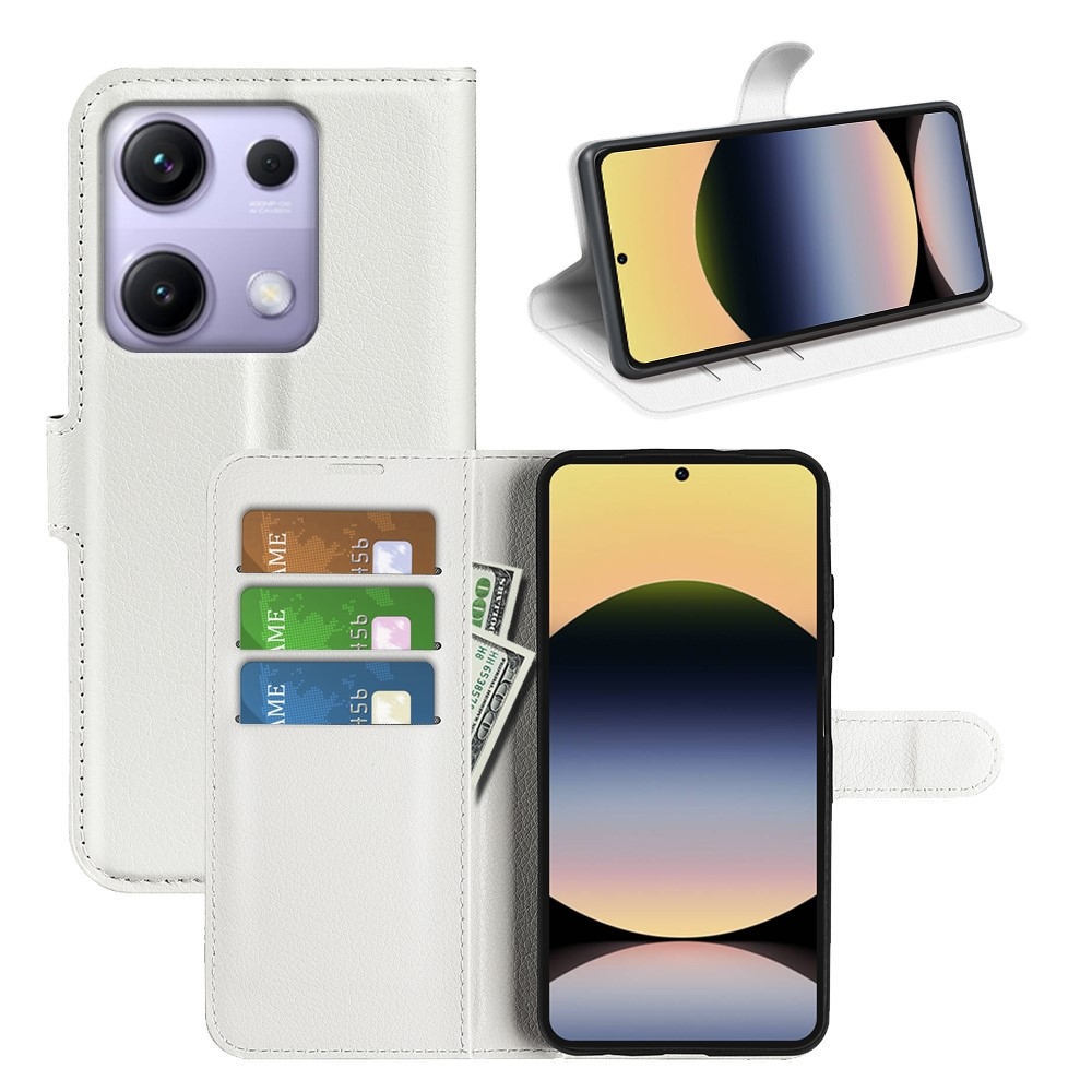 Litchi könyv tok Xiaomi Redmi Note 14S-hez - fehér