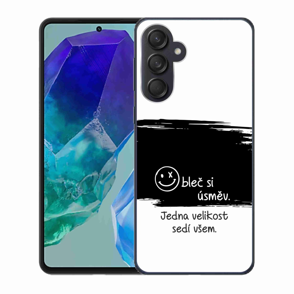 Gél borító mmCase Samsung Galaxy M55 5G - vicces szöveg 8 fekete és fehér háttérrel