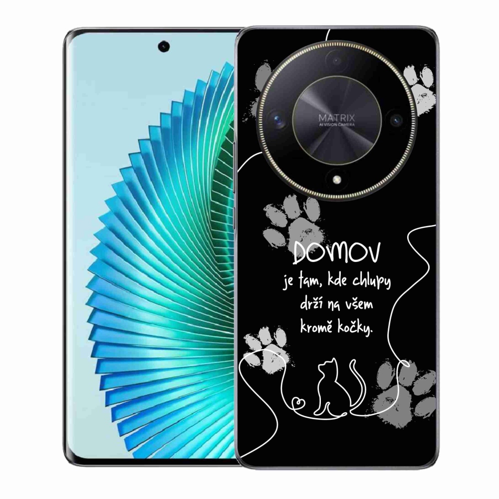 Gél borító mmCase a Honor Magic 6 Lite 5G készülékhez - macska motívum fekete háttérrel