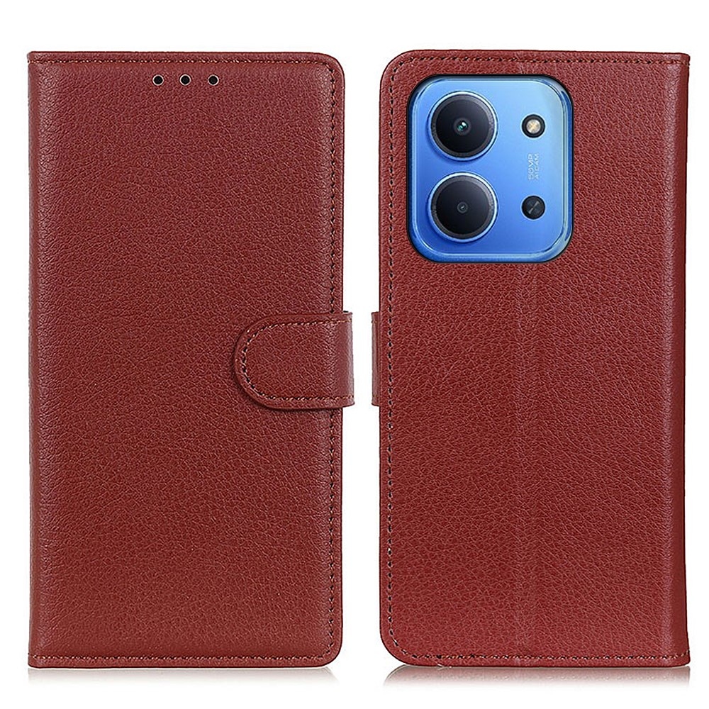 Litchie könyvtáska Xiaomi Redmi 15C 4G (171mm)/Poco C85 4G (171mm) - barna