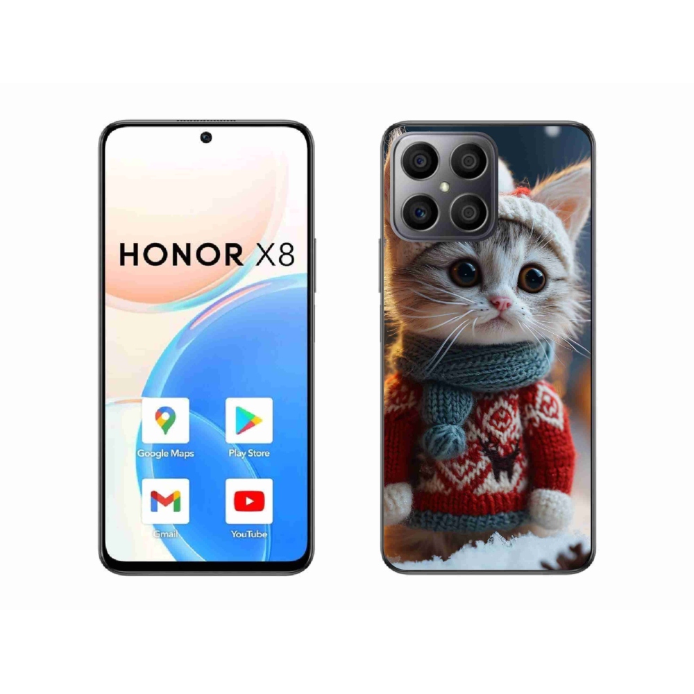 Gél borítás mmCase a Honor X8-hoz - cica pulóverben