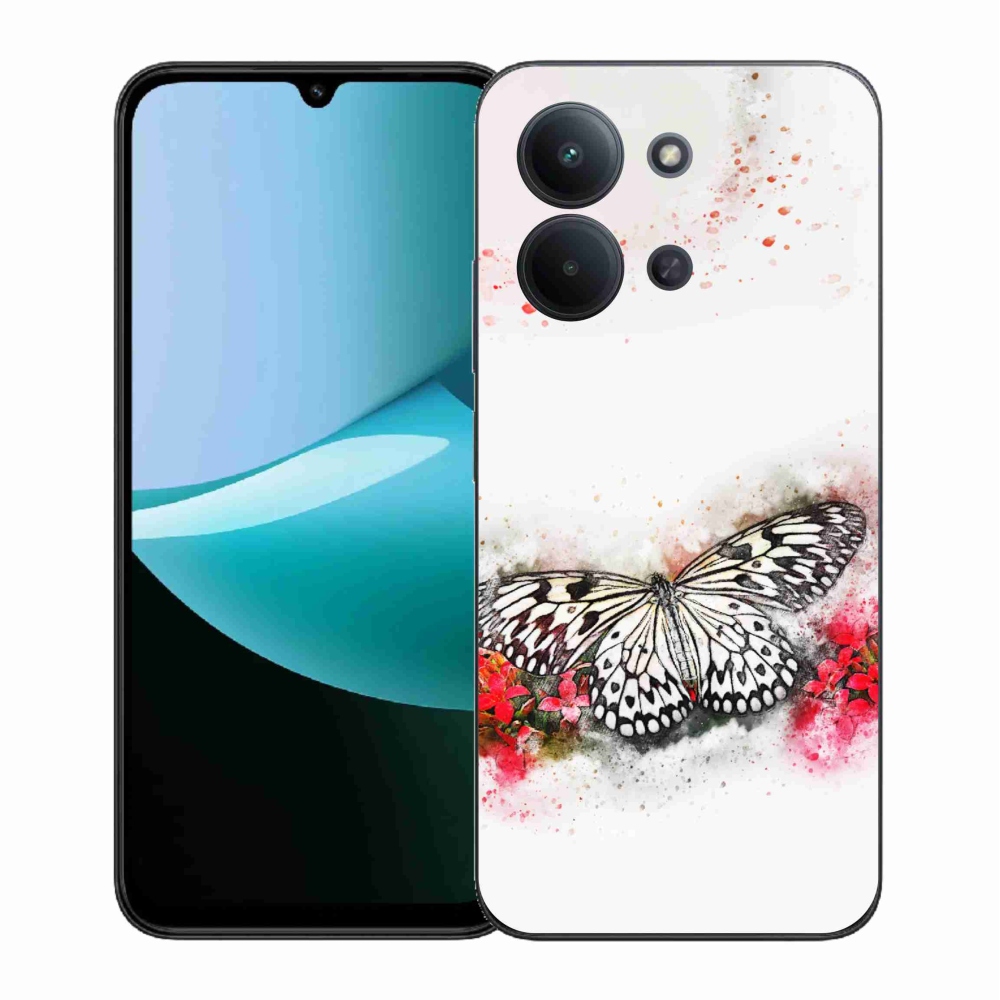 Gél borítás mmCase a Xiaomi Redmi 15C 4G (171mm)/Poco C85 4G (171mm) - fekete-fehér pillangóhoz