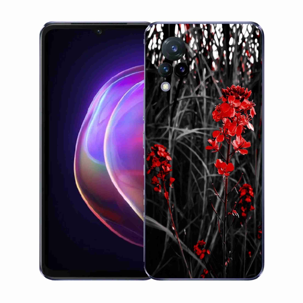 Gél borító mmCase a Vivo V21 4G/5G - piros növényre