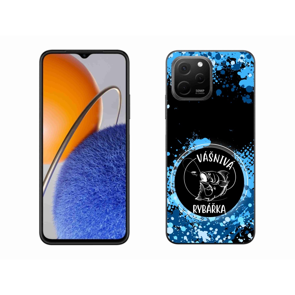 Gél borító mmCase a Huawei Nova Y61-hez - szenvedélyes halásznő fekete háttérrel