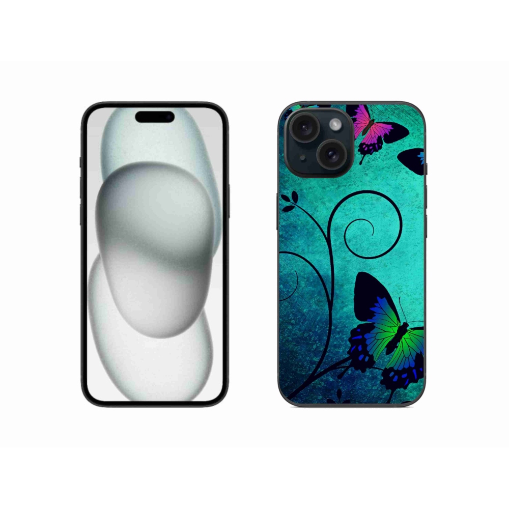 Gél borítás mmCase iPhone 15 készülékhez - színes pillangók