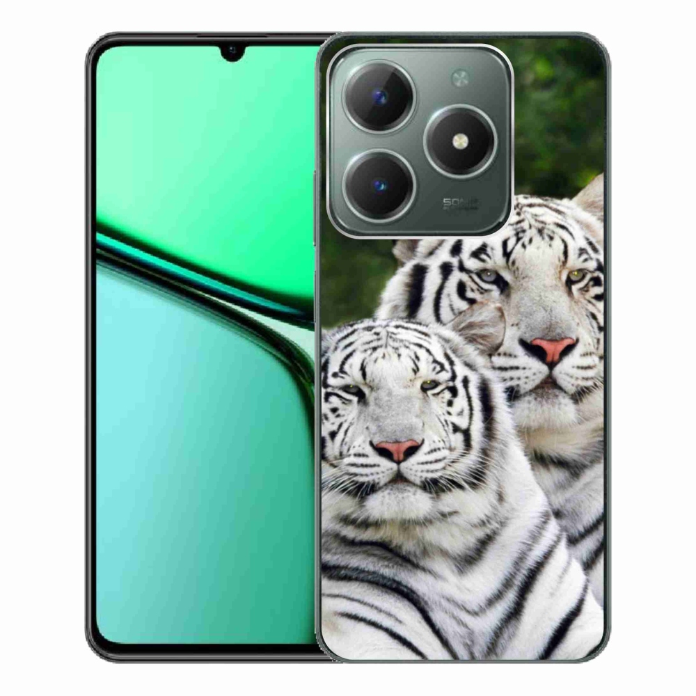 Gél tok mmCase a Realme C61 készülékhez - fehér tigrisek