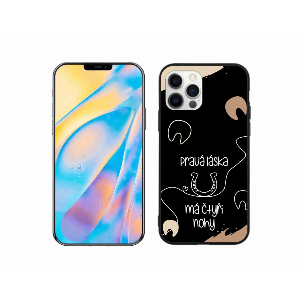 Gél borítás mmCase iPhone 12 Pro készülékhez - Ló motívum fekete háttér