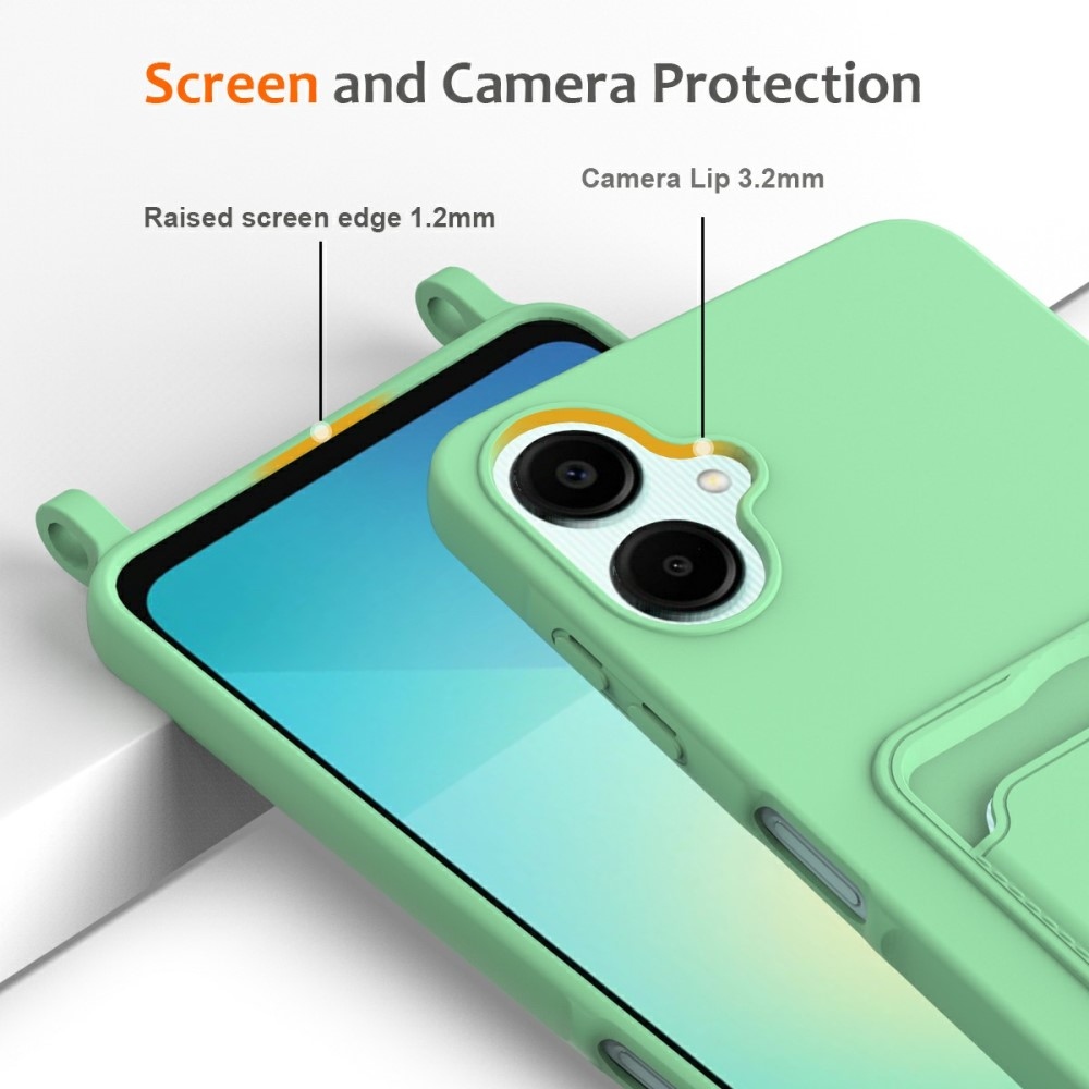 Zsinórral ellátott zselés tok Samsung Galaxy A06 4G kártyához - zöld