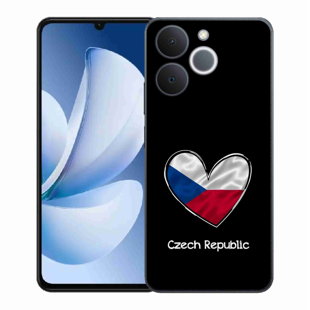 Zselés borító mmCase a Realme Note 70T készülékhez - zászlós szív fekete háttérrel