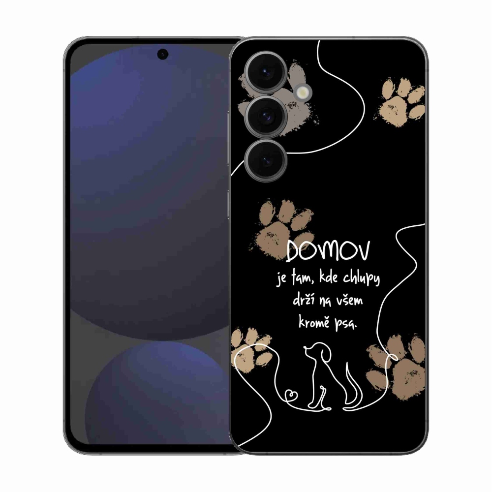 Gél borítás mmCase Samsung Galaxy S25 FE készülékhez - kutya motívum fekete háttérrel