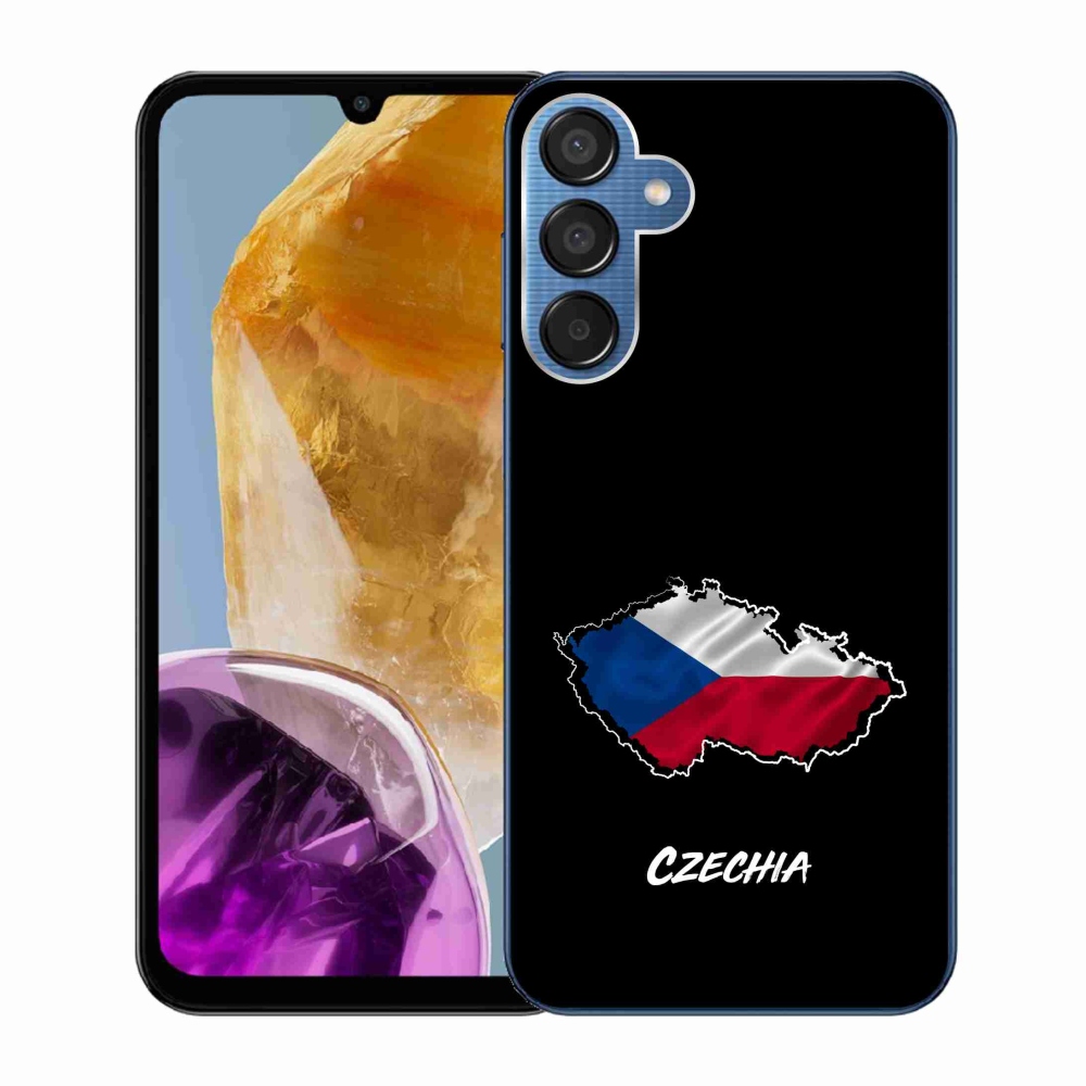 Gél védőhuzat mmCase Samsung Galaxy M15 5G - Csehország fekete háttérrel