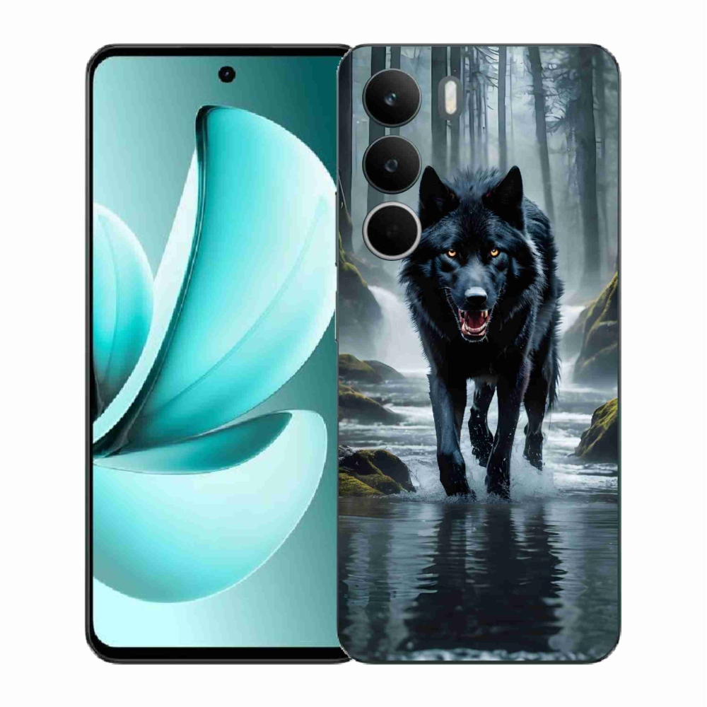 Gél borítás mmCase a Realme C71 készülékhez - fekete farkas