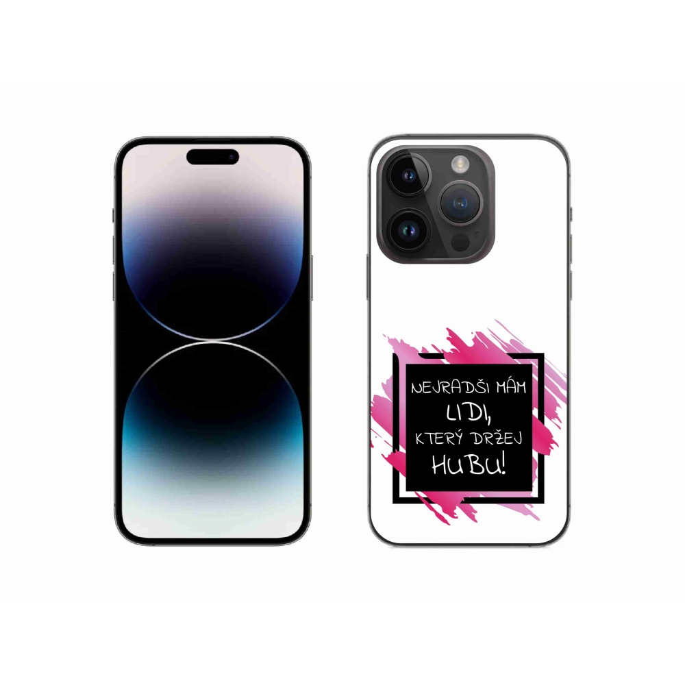 Gél borító mmCase iPhone 14 Pro 6.1 készülékhez - vicces szöveg 7 fekete-fehér háttérrel