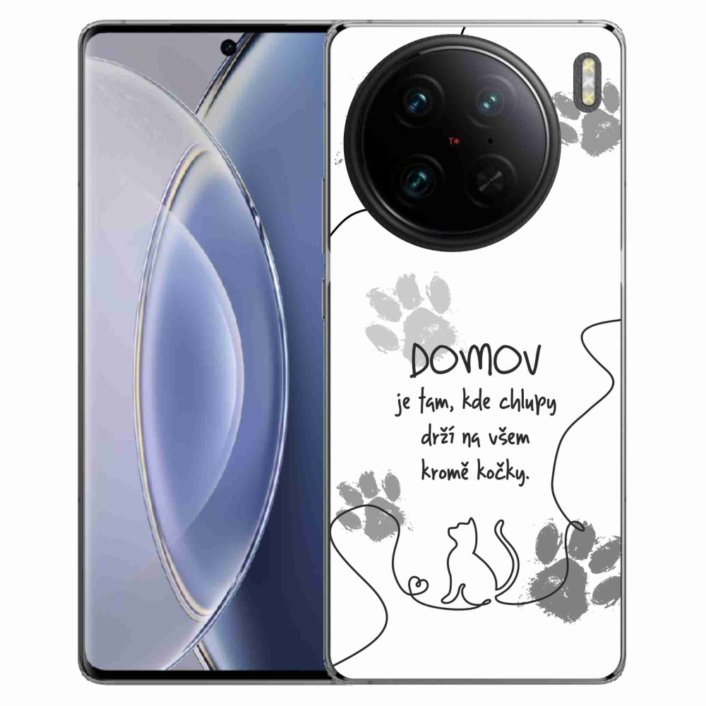 Gél borító mmCase a Vivo X90 Pro készülékhez - macska motívum fehér háttérrel