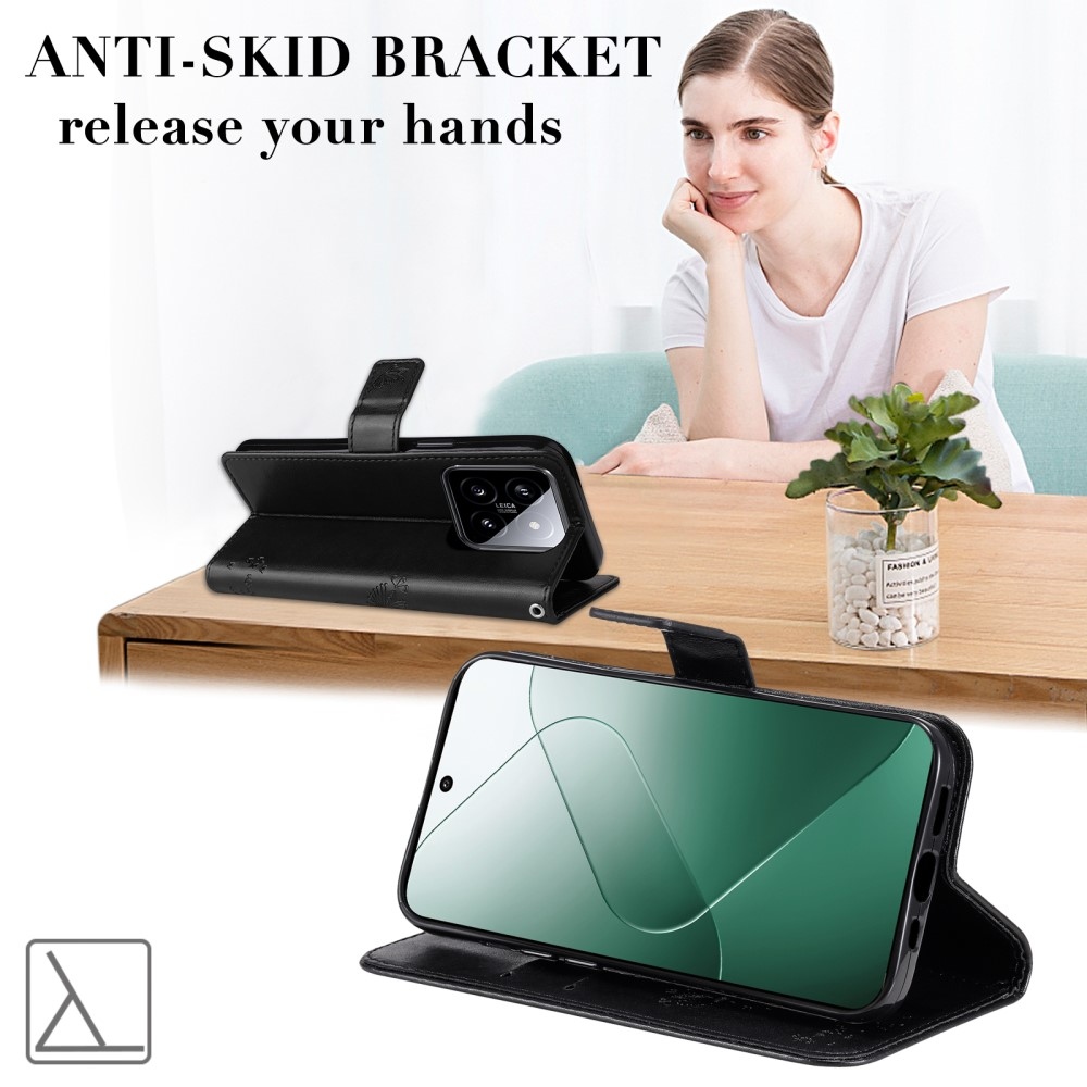 Fák könyv tok Xiaomi 14 - fekete