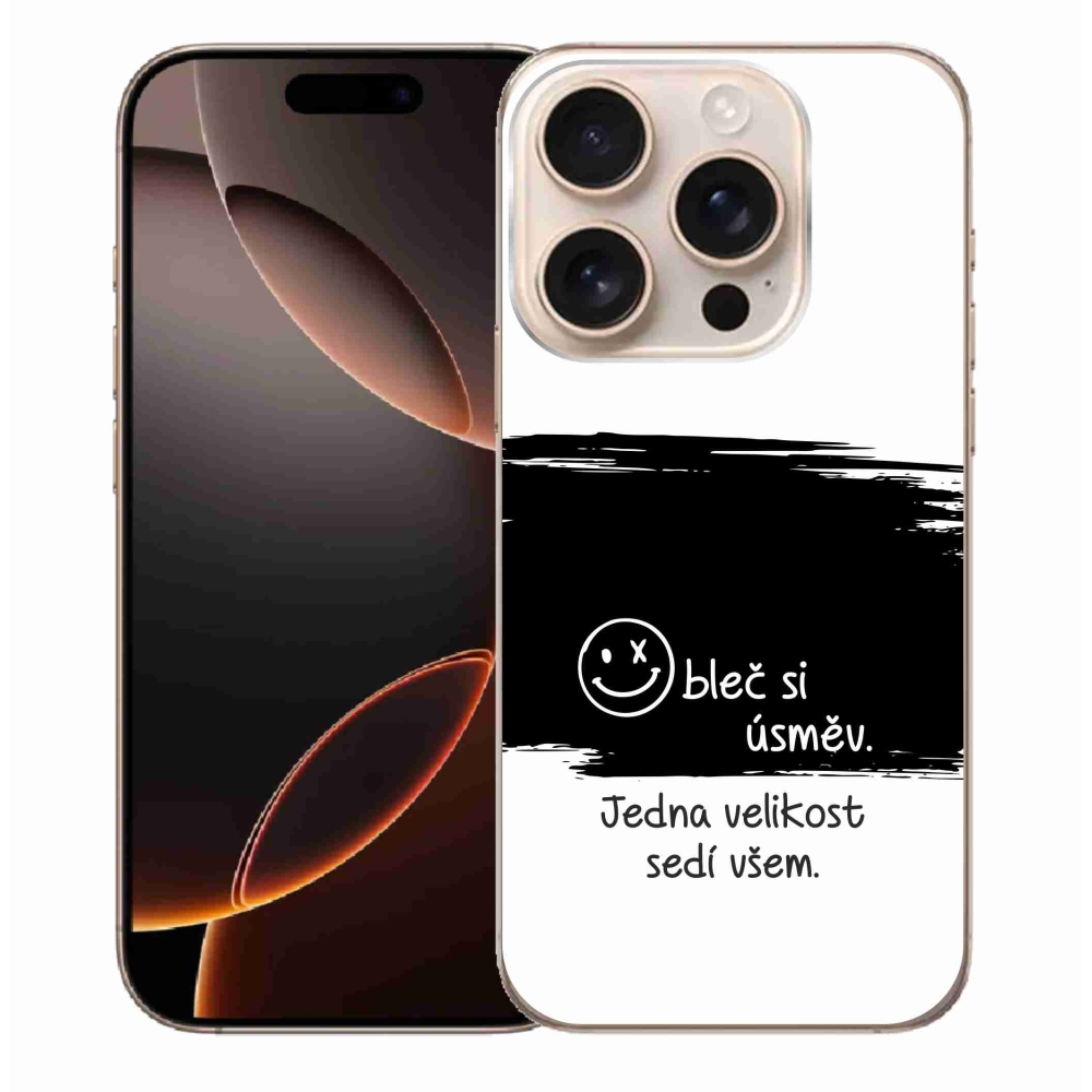 Gél borítás mmCase iPhone 16 Pro Max készülékhez - vicces szöveg 8 fekete és fehér háttérrel