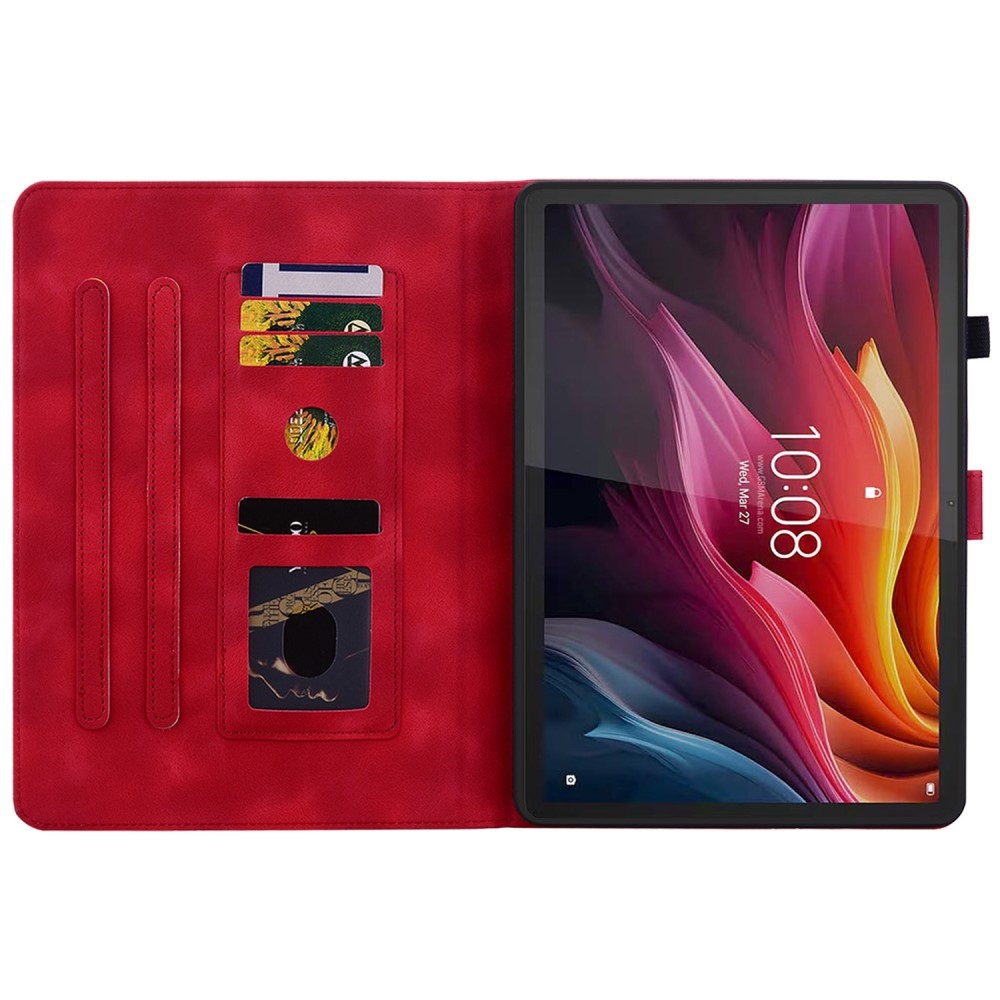 Virágok záró tok Lenovo Tab K11 Plus-hoz - piros