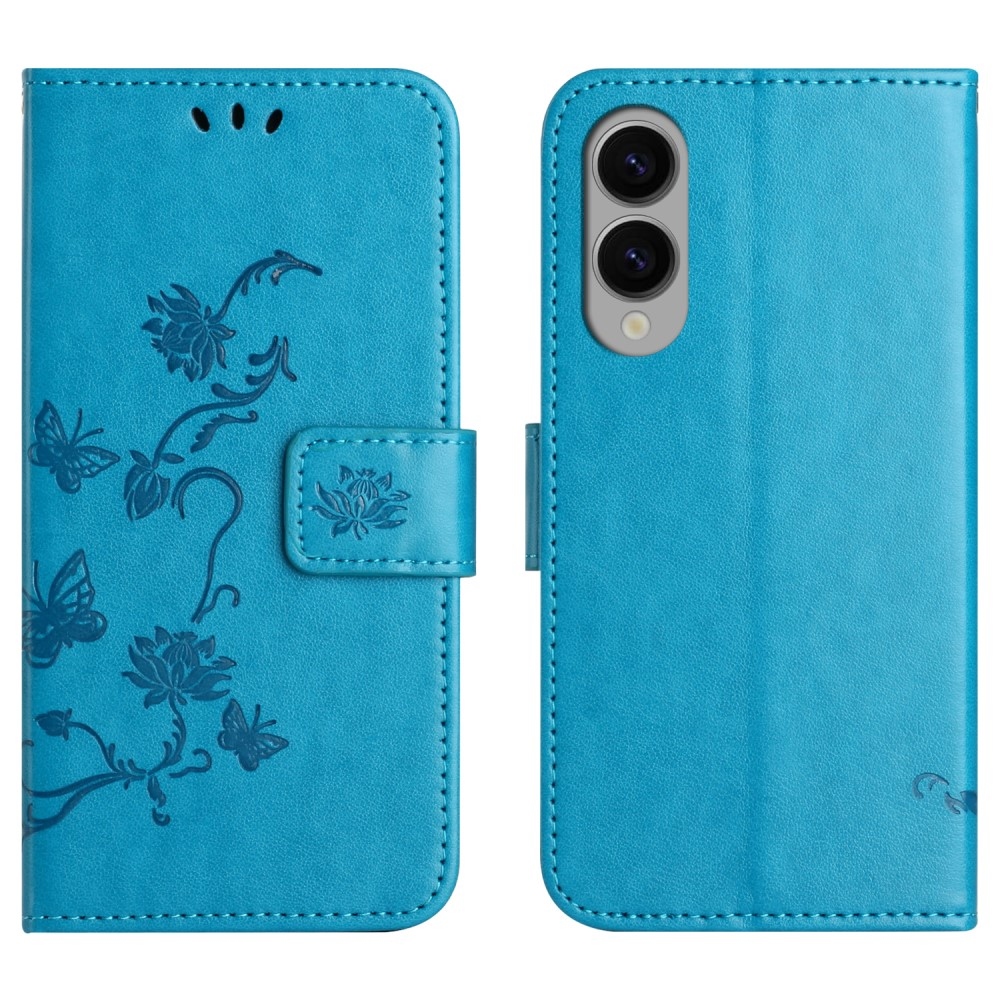 Virágos könyv tok Samsung Galaxy S25 Edge készülékhez - kék