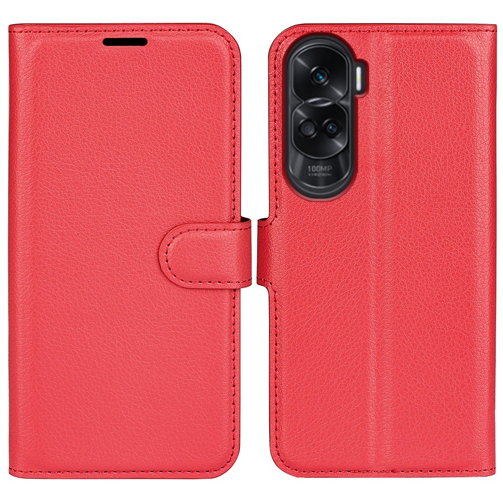 Litchi könyvtáska Honor 90 Lite-hoz - piros