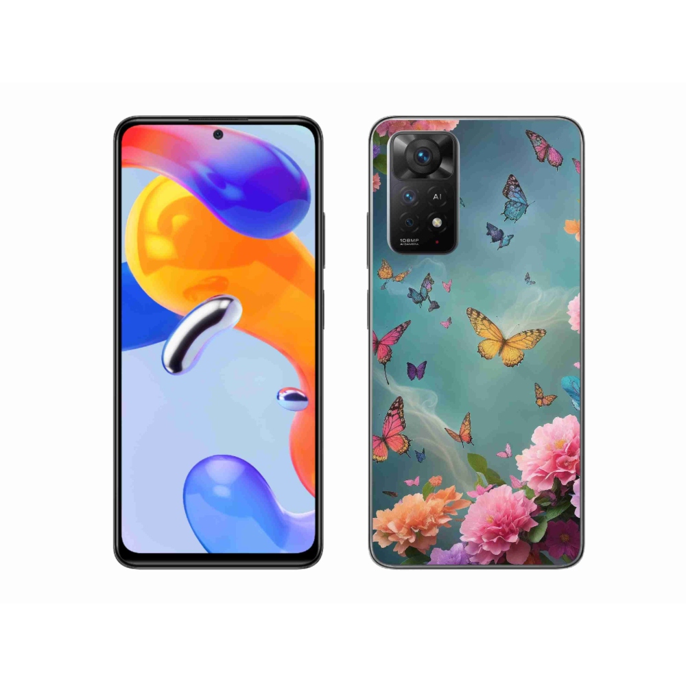 Gél borítás mmCase a Xiaomi Redmi Note 11 Pro 4G/5G számára - színes virágok és pillangók