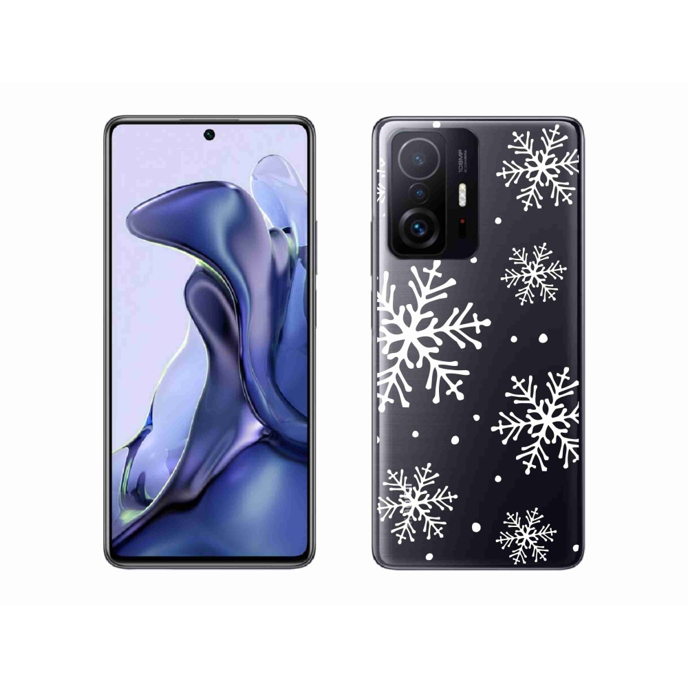 Gél borítás mmCase a Xiaomi 11T-hez - fehér pelyhek átlátszó háttéren