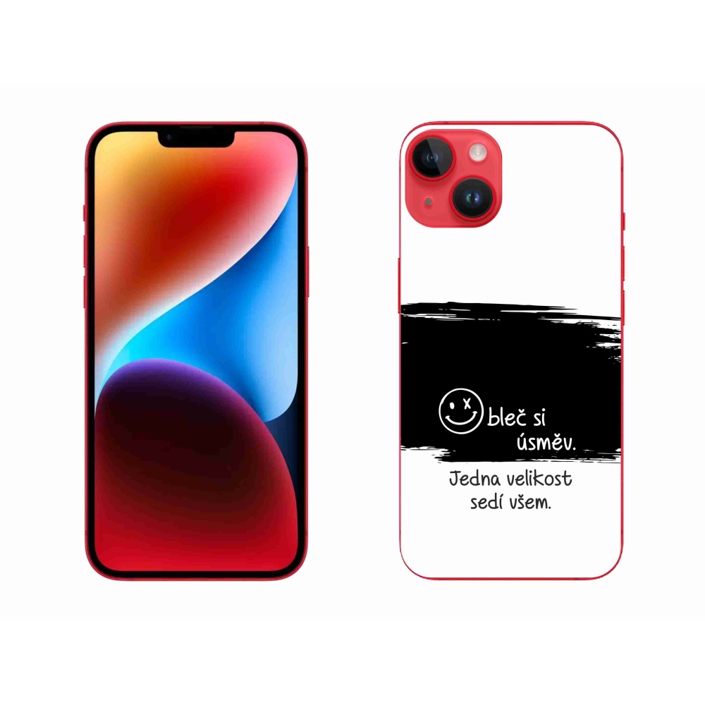 Gél borítás mmCase iPhone 14 Plus készülékhez - vicces szöveg 8 fekete-fehér háttérrel