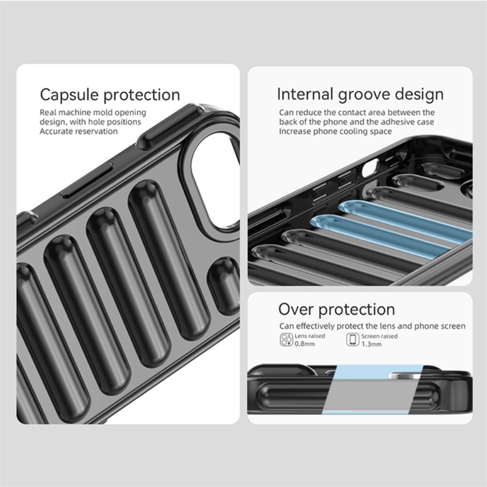 Kapszula tartós zselés tok iPhone 16e készülékhez - fekete