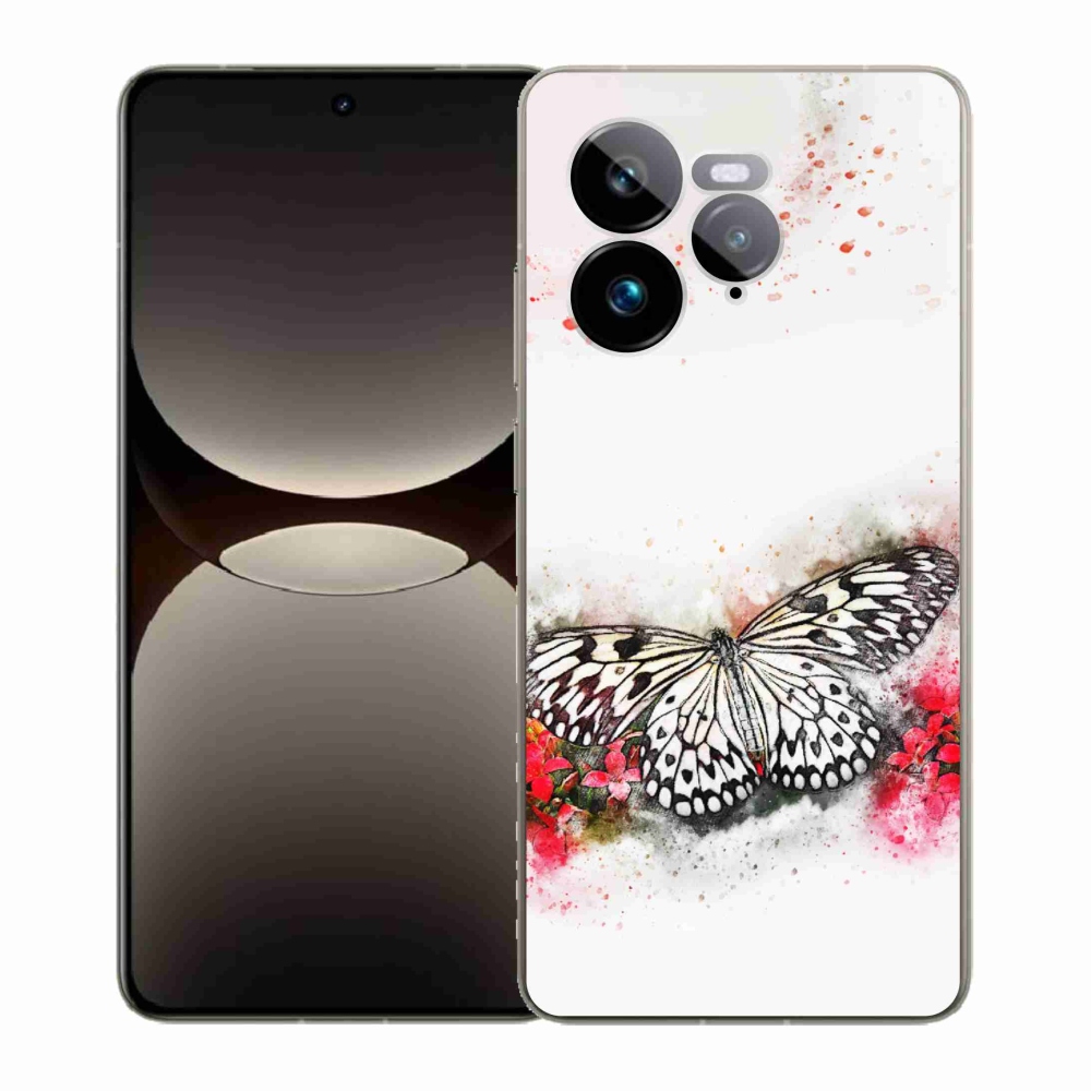 Gél borítás mmCase a Realme GT 7 Pro 5G-n - fekete és fehér pillangó