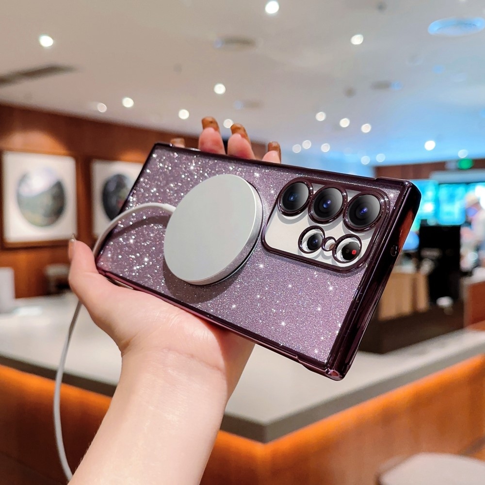 Fokozatos zselés csillogó tok MagSafe támogatással Samsung Galaxy S25 Ultra készülékhez - sötét lila