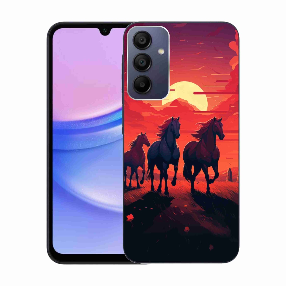 Gél borítás mmCase Samsung Galaxy A15 4G/5G - lovak és naplemente