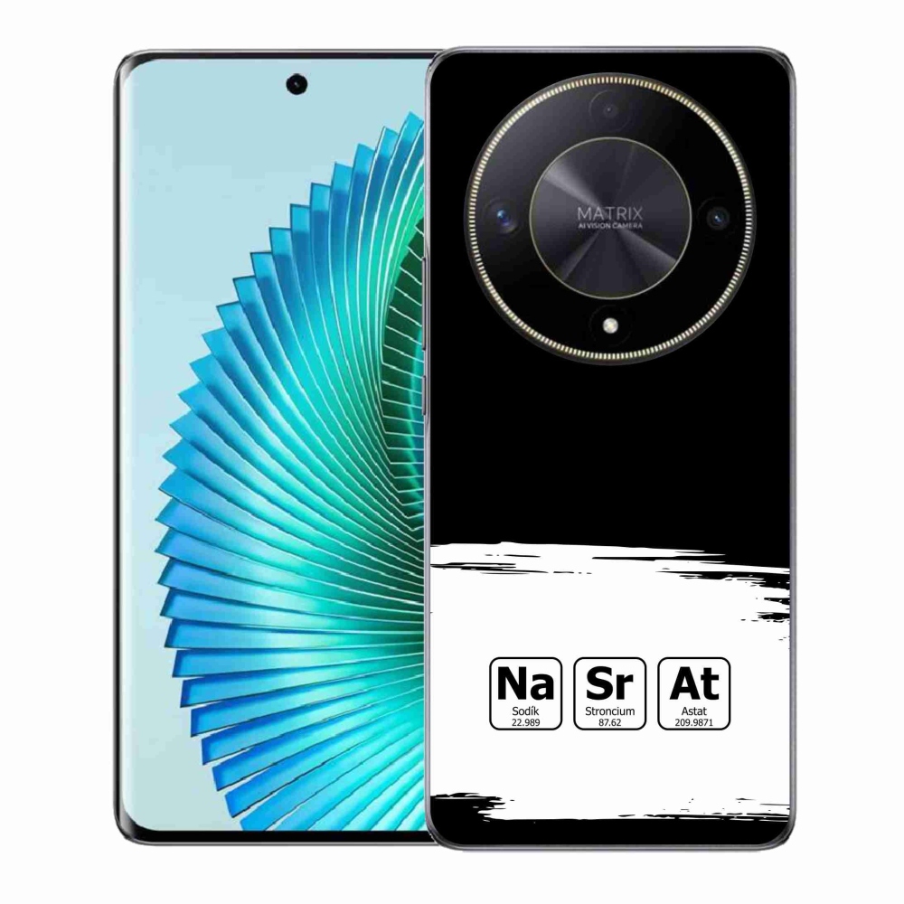 Gél borítás mmCase a Honor Magic 6 Lite 5G számára - kémiai elemek fehér és fekete háttérrel