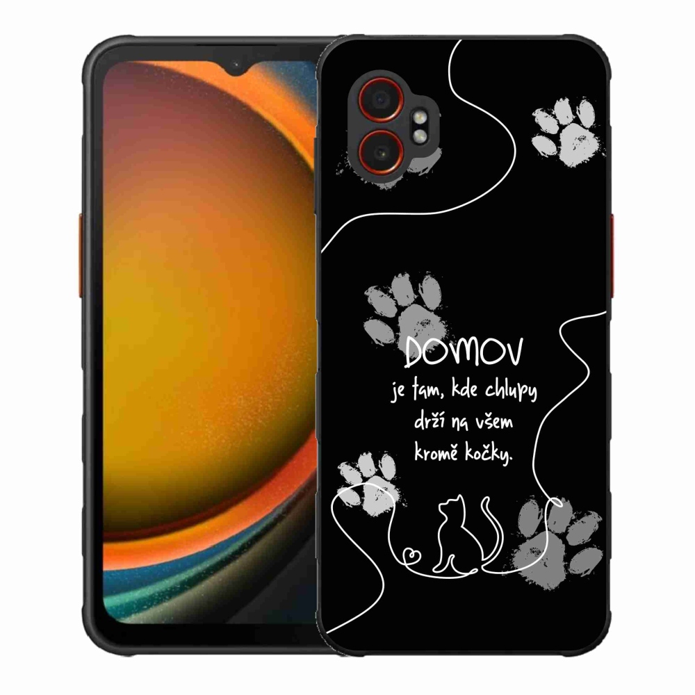 Gél borítás mmCase Samsung Galaxy Xcover 7 Pro készülékhez - macska motívum fekete háttérrel