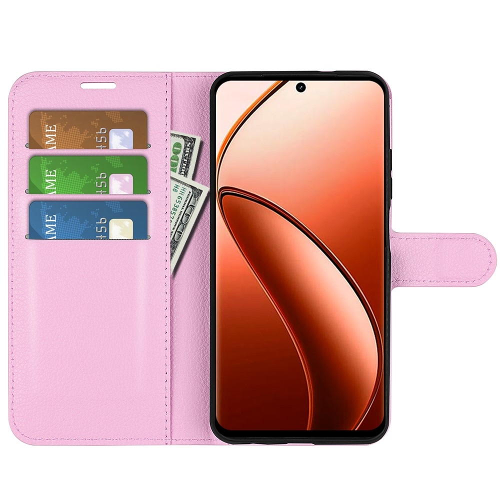 Litchi könyvtáska a Realme 12 Pro 5G/12 Pro+ 5G 12 Pro+ 5G készülékhez - rózsaszín