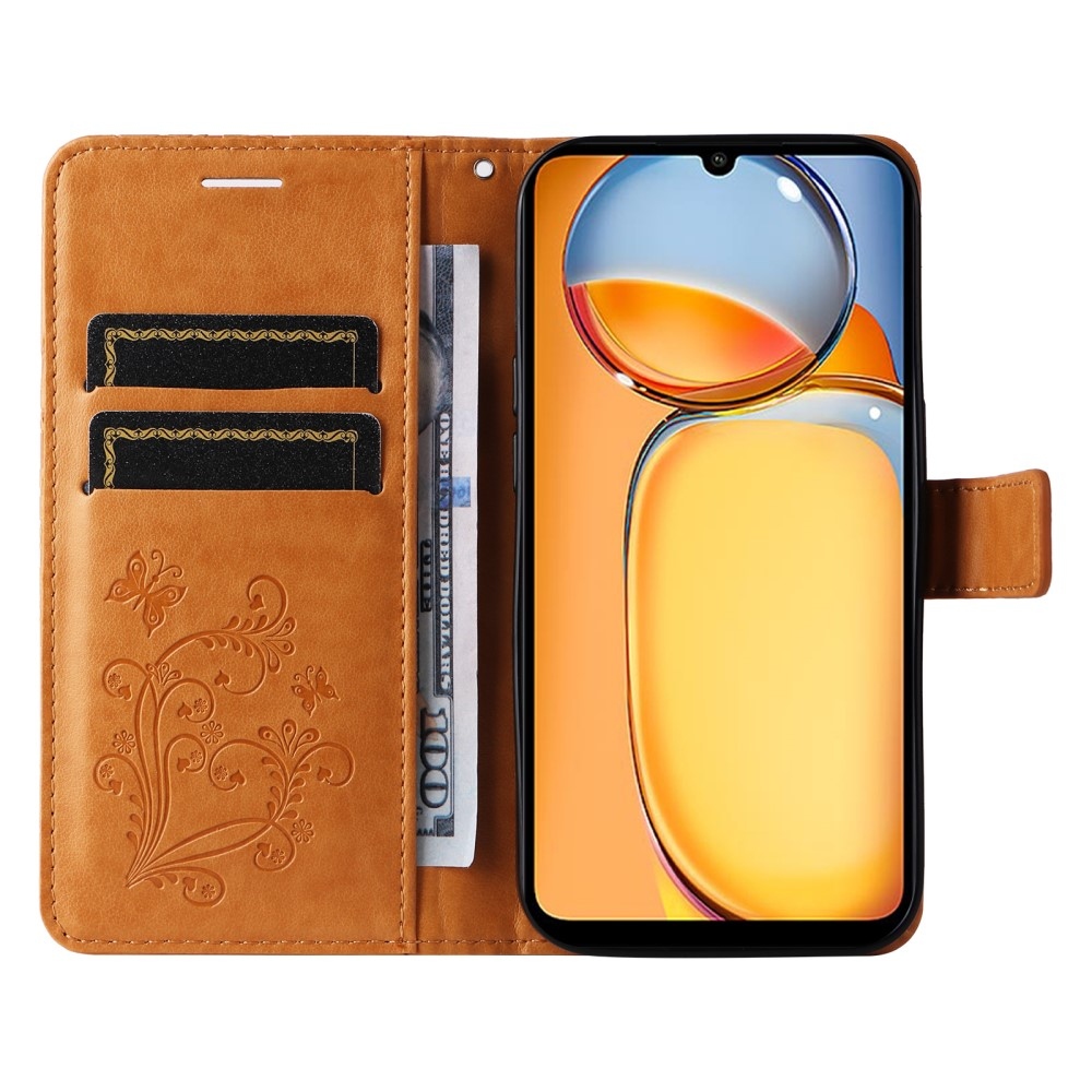 Nagy pillangó könyv tok Xiaomi Poco C65/Redmi 13C - sárga