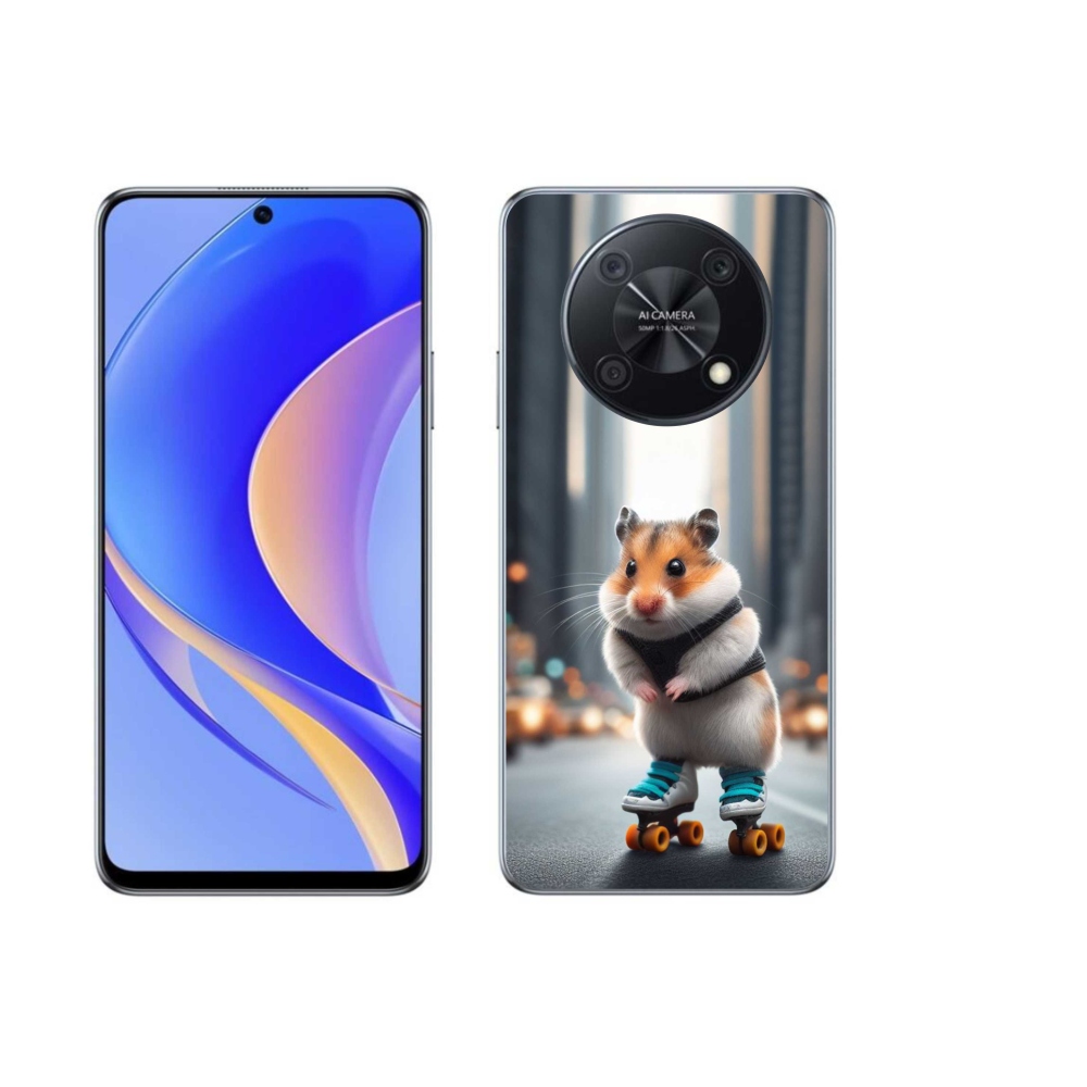 Gél borítás mmCase a Huawei Nova Y90-en - hörcsög a korcsolyán