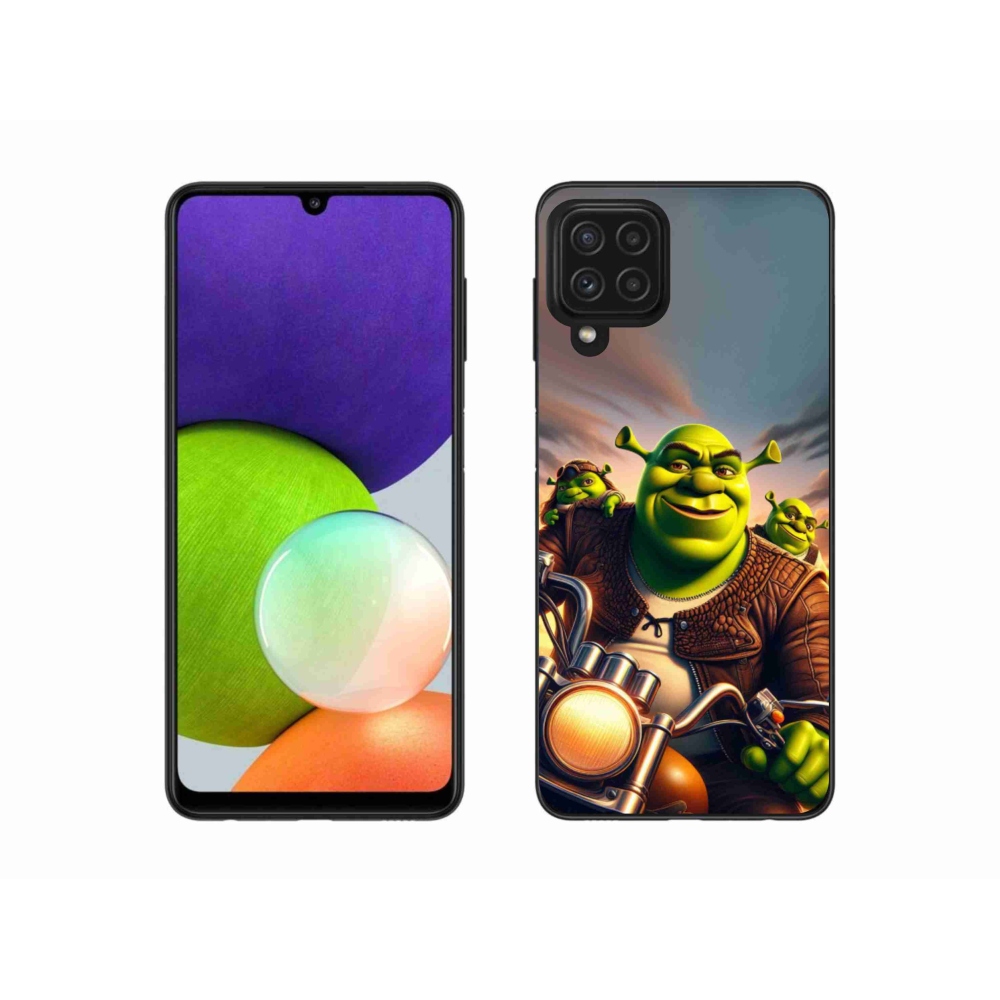 Zselés borítás mmCase Samsung Galaxy A22 4G - Shrek egy motorkerékpárral