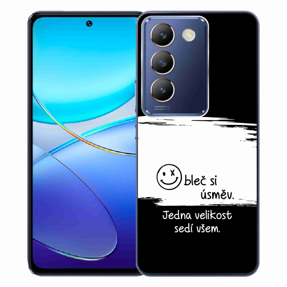 Gél borító mmCase a Vivo V40 SE 4G/5G készülékhez - vicces szöveg 8 fekete és fehér háttérrel