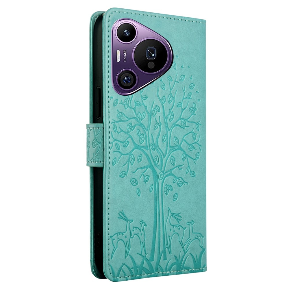 Fa könyvtáska a Huawei Pura 70 Pro-hoz - teal színű