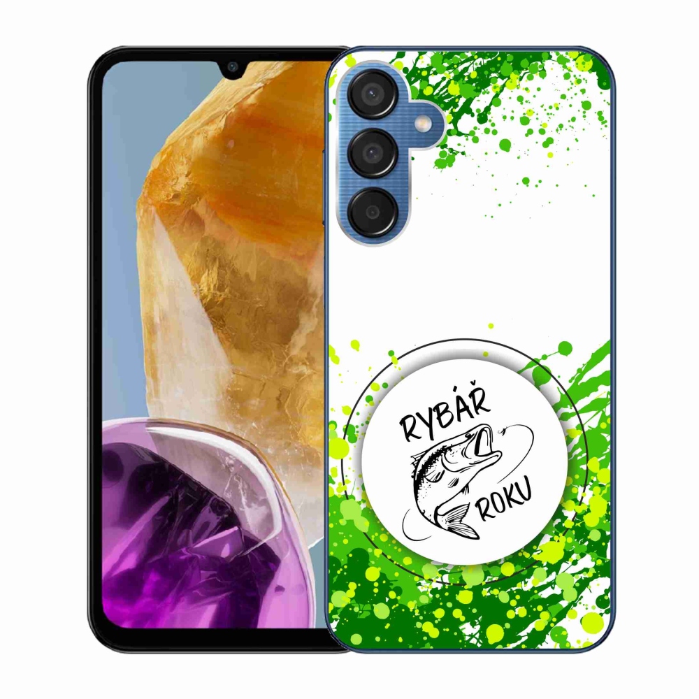 Gél borító mmCase Samsung Galaxy M15 5G - az év horgásza fehér háttérrel