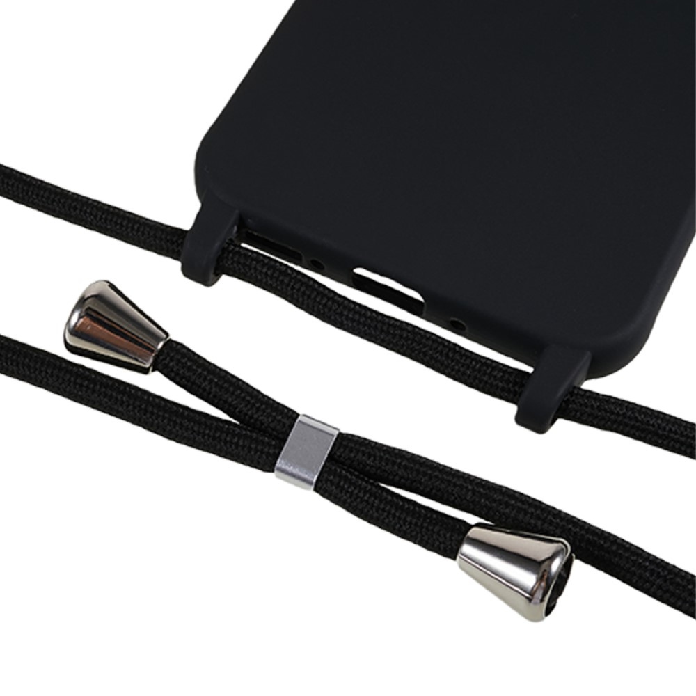 Zsinórral ellátott zselés tok Samsung Galaxy S25 készülékhez - fekete