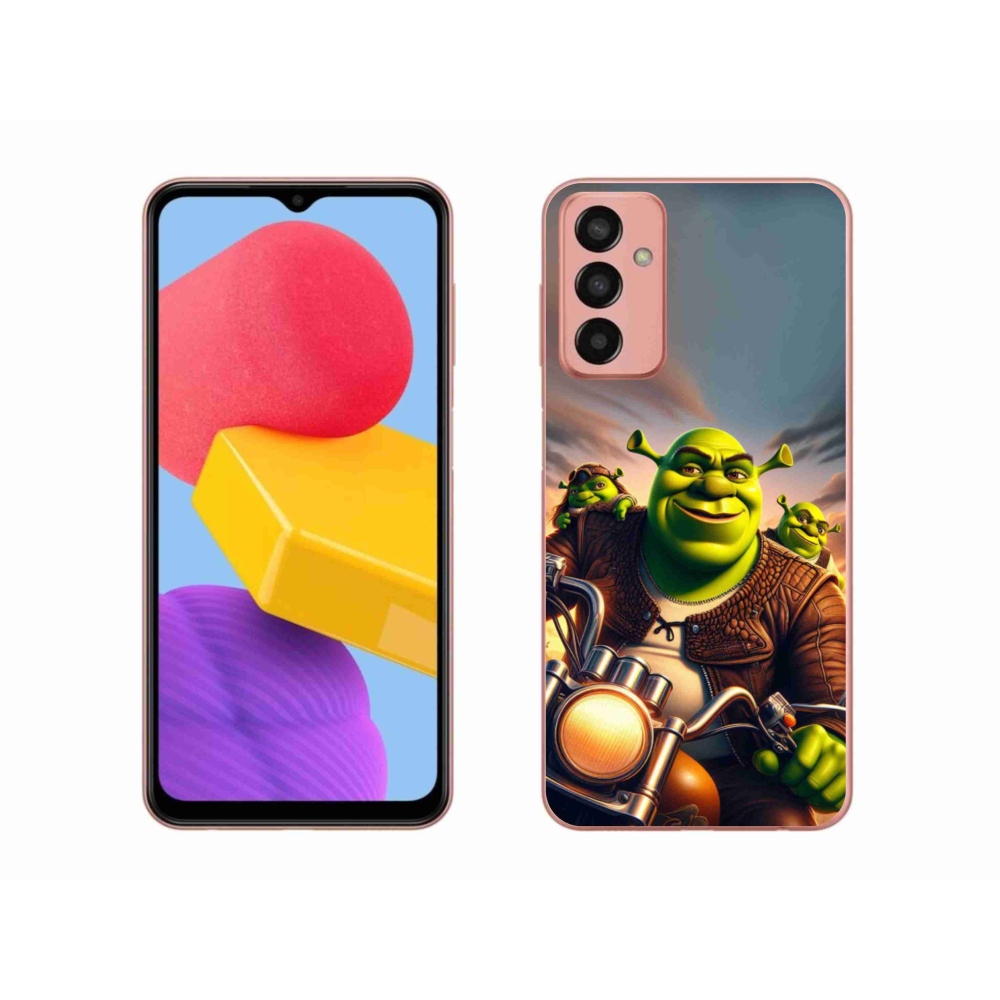 Zselés borítás mmCase Samsung Galaxy M13 készülékhez - Shrek egy motorkerékpáron