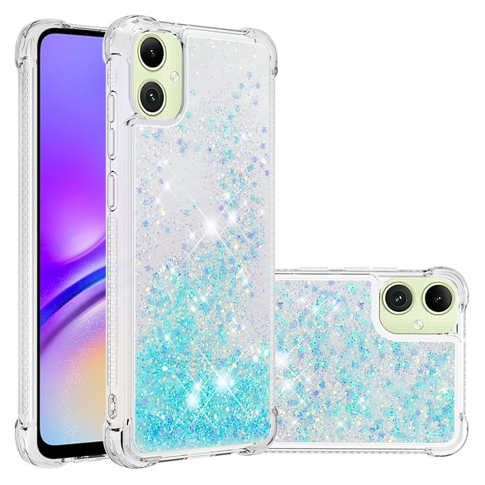 Glitter homokóra zselés tok Samsung Galaxy A06 4G - kék / csillagok