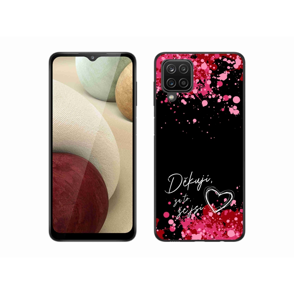 Gél borítás mmCase Samsung Galaxy A12 készülékhez - text in love 2 fekete háttér